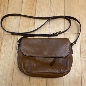 Fossil brown leather crossbody shoulder bag purse